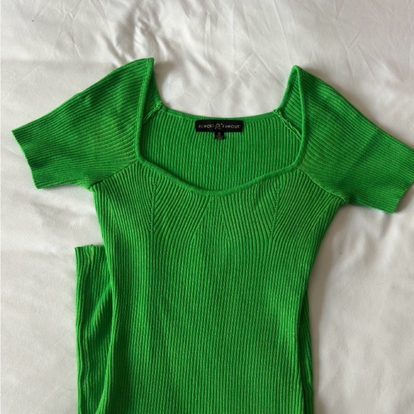 Green Ribbed Knit Dress - Picture 4 of 5